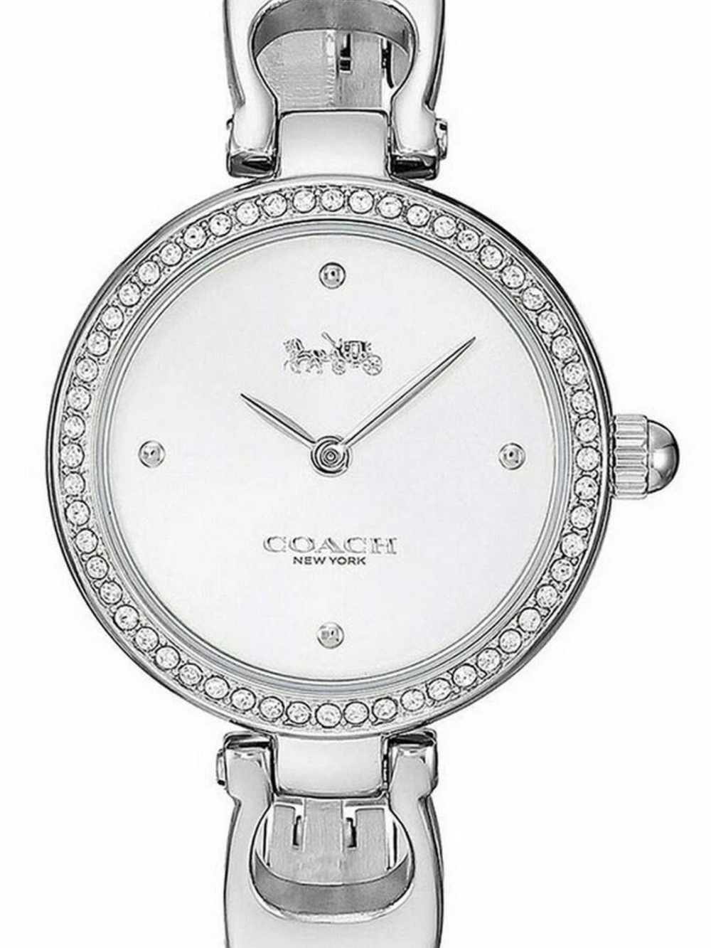 Coach Silver Crystal-Trim Women’s Bracelet Watch with White Dial